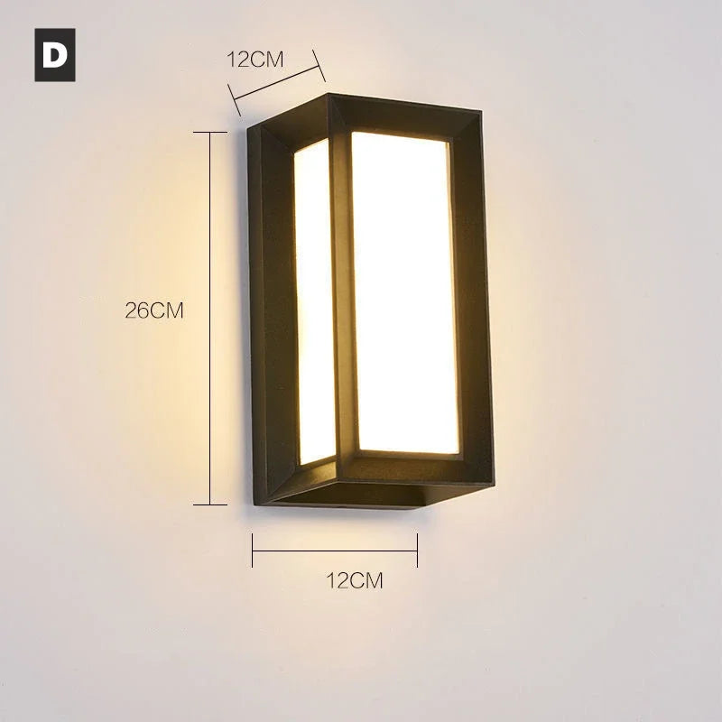 Outdoor E27 LED Aluminum Frame Wall Light 85-265V IP65 Waterproof Porch Lamp Garden Exterior Decor Sconce Lamp 12W 15W 20W 25W