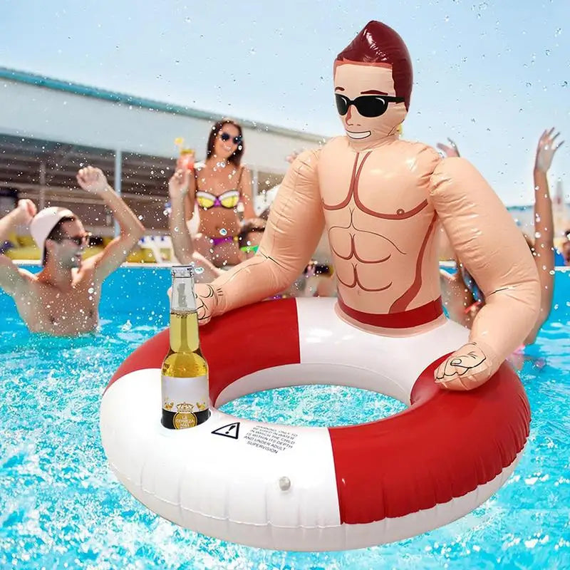 Adult Swimming Circles Pool Muscle Man Inflatable Swimming With Cup HolderRing Inflatable Pool Rings Swim Tubes Pool Party
