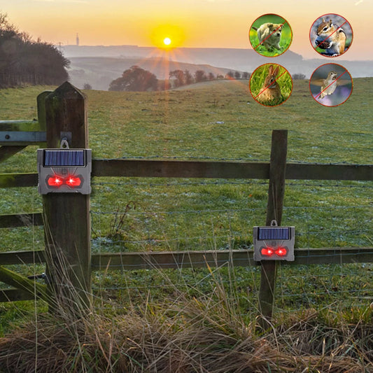Solar Ultrasonic Animal Repeller Cat Repellent Outdoor with LED Flashing Light Deer Dog Squirrel Skunk Cat Repellent Devices