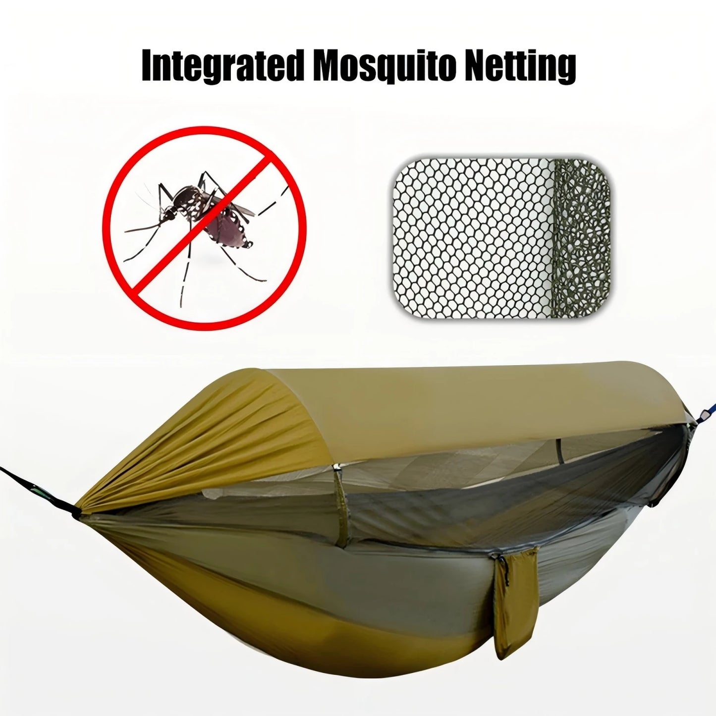 Portable Outdoor Camping Quick Open Mosquito Net Hammocks With Awning Travel Garden Sleeping Hanging Hammock Swing Nature Hike