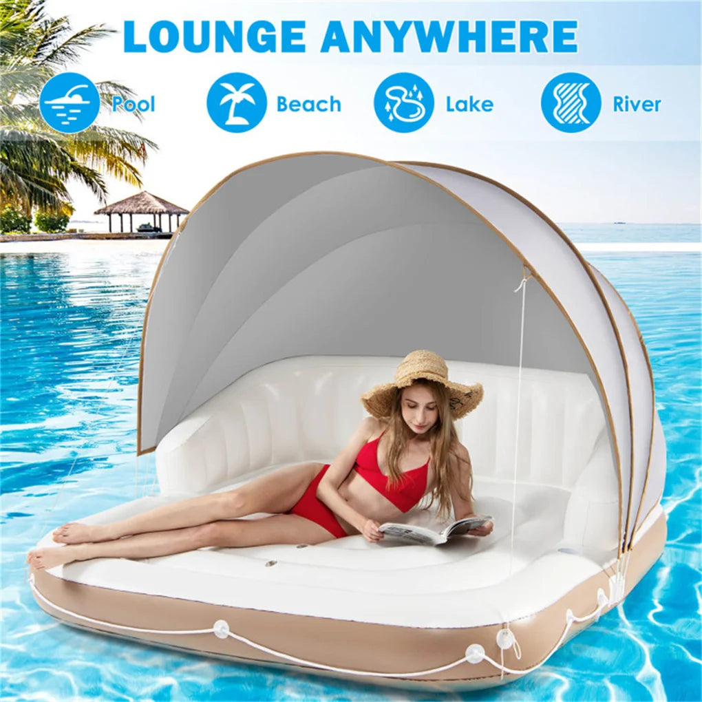 Water Floating Platform 2-person Floating Bed Inflatable Tent Swimming Air Cushion Bed Large Floating Pad