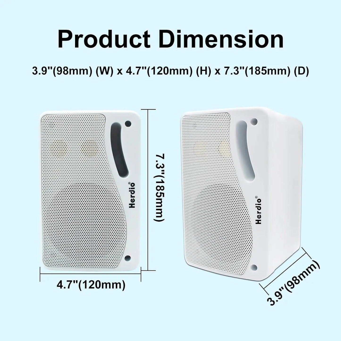 Herdio 2PCS 3.5'' Passive Outdoor Speakers 200W 3 Way Premium Mountable Wall Mount Speakers With Superior Sound Waterproof