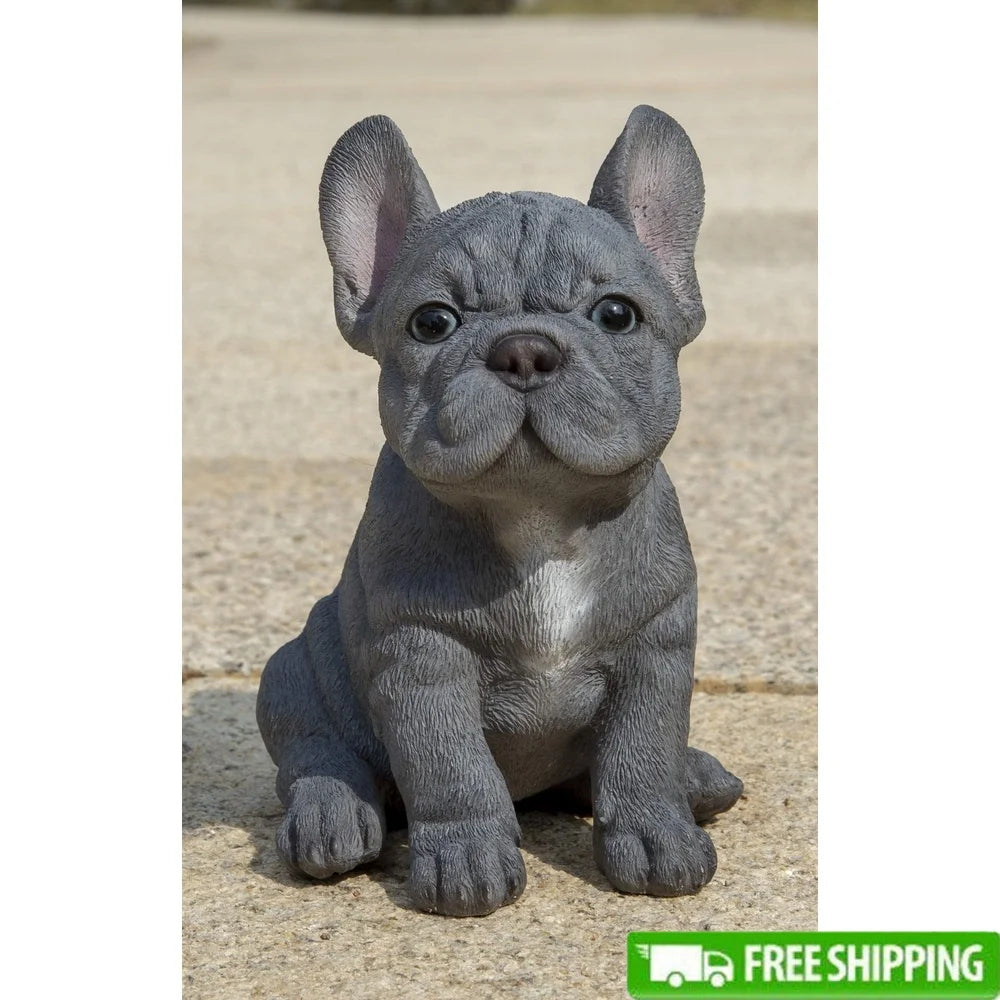 Realistic Blue French Bulldog Puppy Statue Durable Polyresin Garden Decor Adorable Figurine Gift Dog Lovers Indoor Outdoor Use