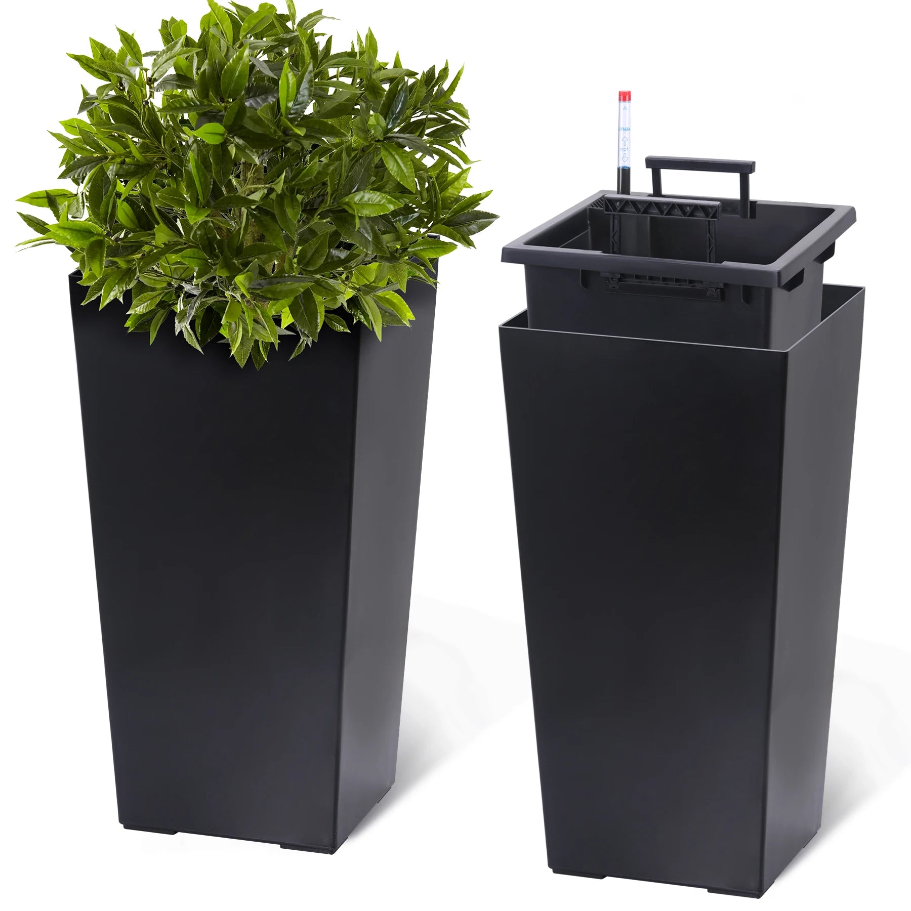 2pcs Planters Outdoor Indoor Planter Pots, High Front Porch Planter Pots with Drainage Holes Auto Watering, Convenience Instill - Quick and EZ Shop