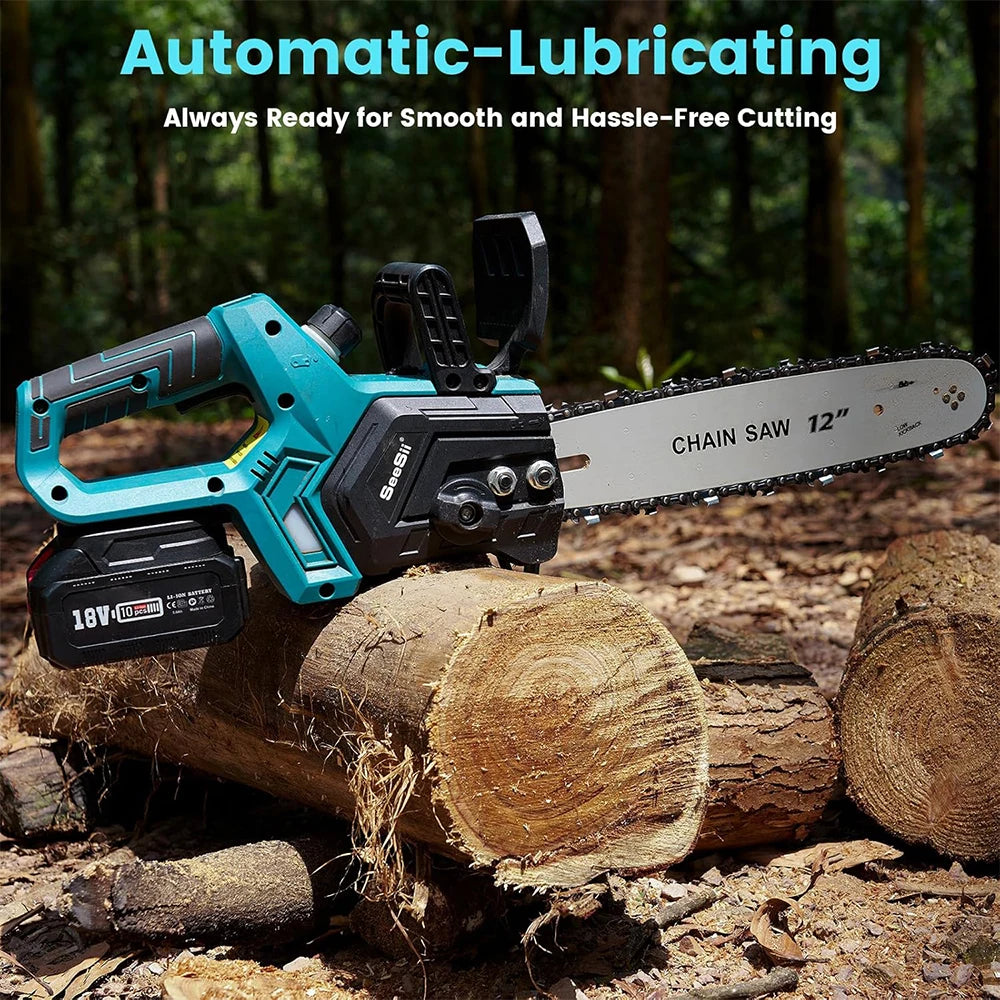 SEESII 12-Inch Brushless Electric Chainsaw For Makita Battery Cordless Chain Saw Firewood Tree Cutting Garden Pruning Power Tool