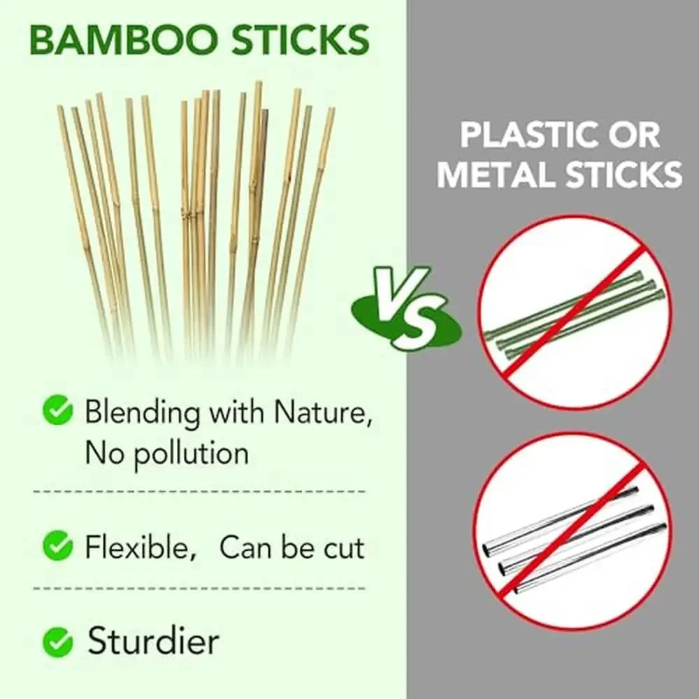 60-Pack 4ft Bamboo Plant Stakes Garden Support Climbing Tomatoes Sunflowers Stick Plants Bamboo Support Pole Plants Grow Pot
