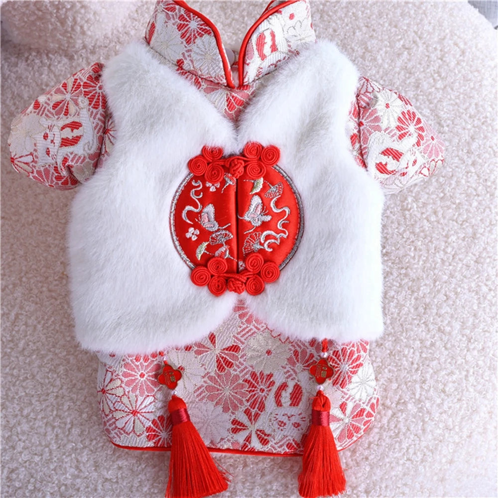 Pet Costume Chinese New Year Dog Clothes Outfit Tang Suit Cat Chihuahua Yorkie Poodle Bichon Schnauzer Dog Clothing Puppy Coat