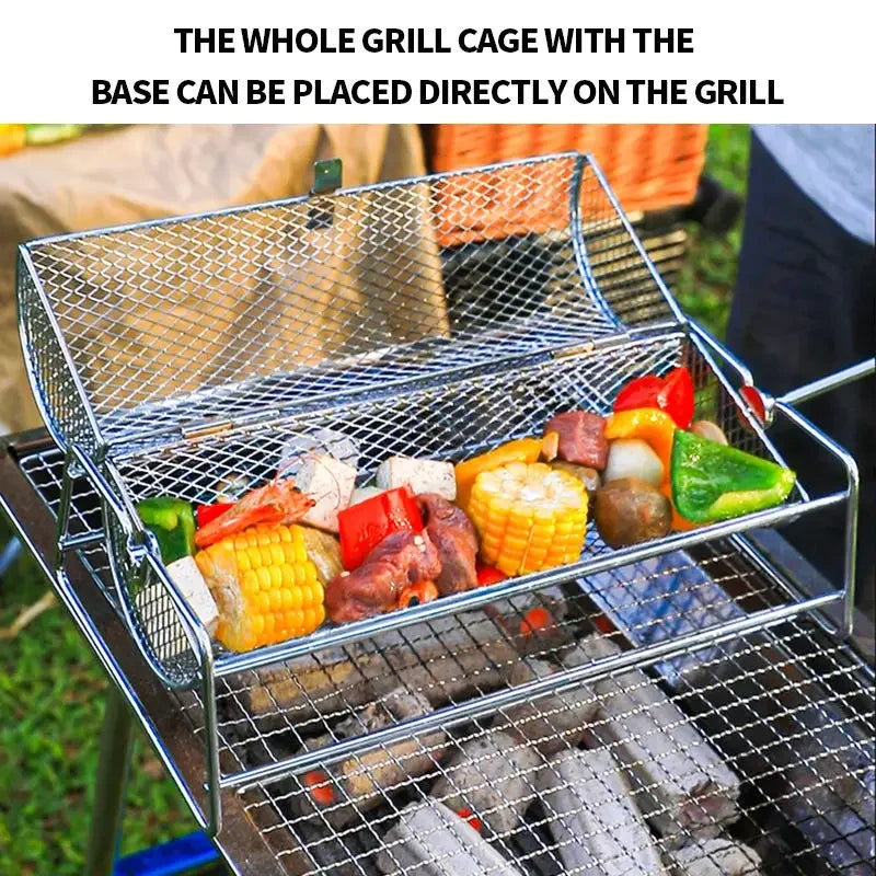 Outdoor grill, mesh grill, barbecue grill, barbecue basket, roll grill, outdoor grill