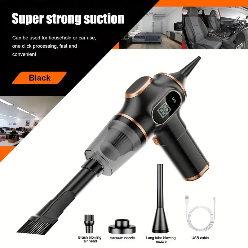 1PC Cordless Handheld Vacuum Cleaner, USB Rechargeable, High Power, Long Battery Life, Compact Dust Buster for Home, Car, Pet Ha