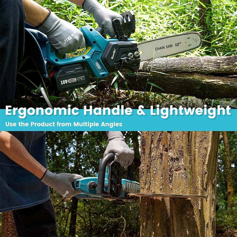 SEESII 12-Inch Brushless Electric Chainsaw For Makita Battery Cordless Chain Saw Firewood Tree Cutting Garden Pruning Power Tool