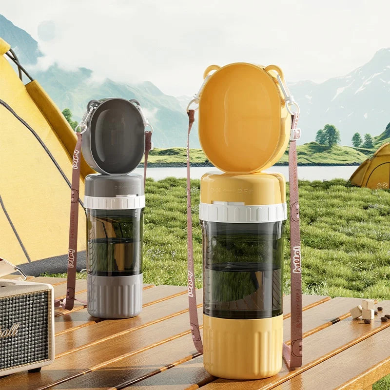 Compact Dual Storage Dog/Cat Travel Bowl 400ml Water 180ml Food On-the-Go for Hiking Camping Portable Pet Feeder And Waterer - Quick and EZ Shop
