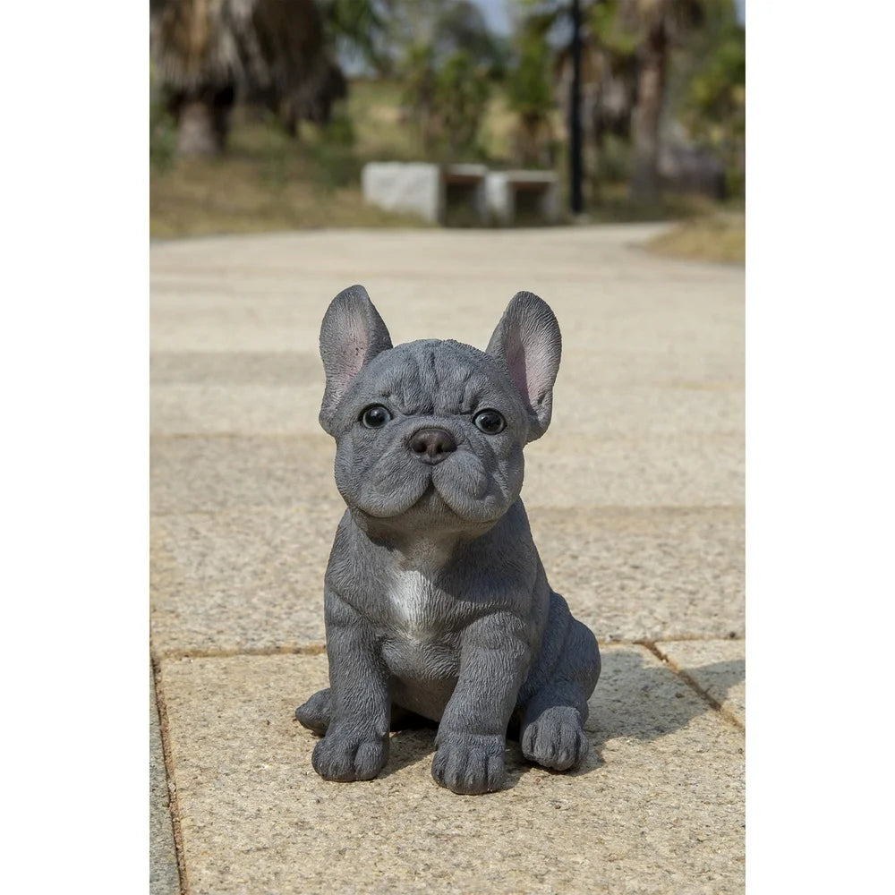 Realistic Blue French Bulldog Puppy Statue Durable Polyresin Garden Decor Adorable Figurine Gift Dog Lovers Indoor Outdoor Use