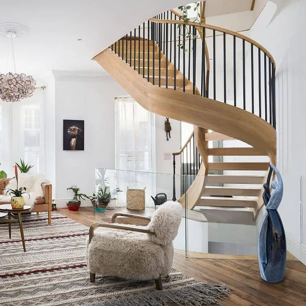 Graceful Dancing Couple Outdoor Water Fountain 51" Cast Stone Garden Statue Waterfalls Feature in Marble Color for Garden, Lobby