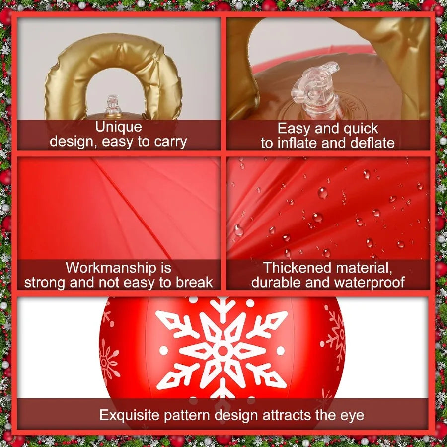 3 Pcs 32 Giant Inflatable Christmas Ball PVC Inflatable Decorated Ball Large Holiday Inflatables Outdoor Decorations for Winter