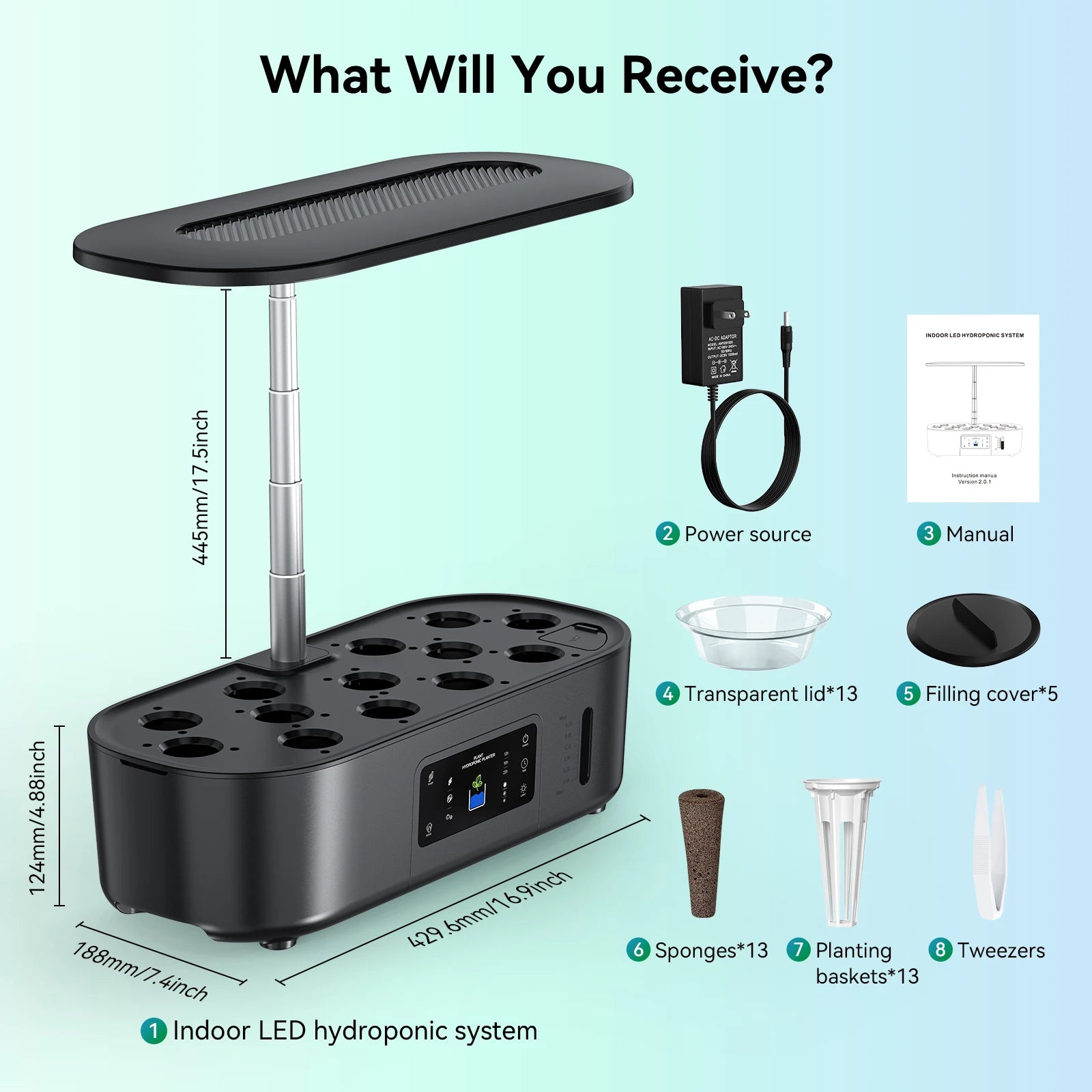 Hydroponics Growing System,BHTNYOO-13 Pods Indoor Herbs Garden Gardening Kit with Multi-Mode Adjustable Height LED Growth Lights - Quick and EZ Shop