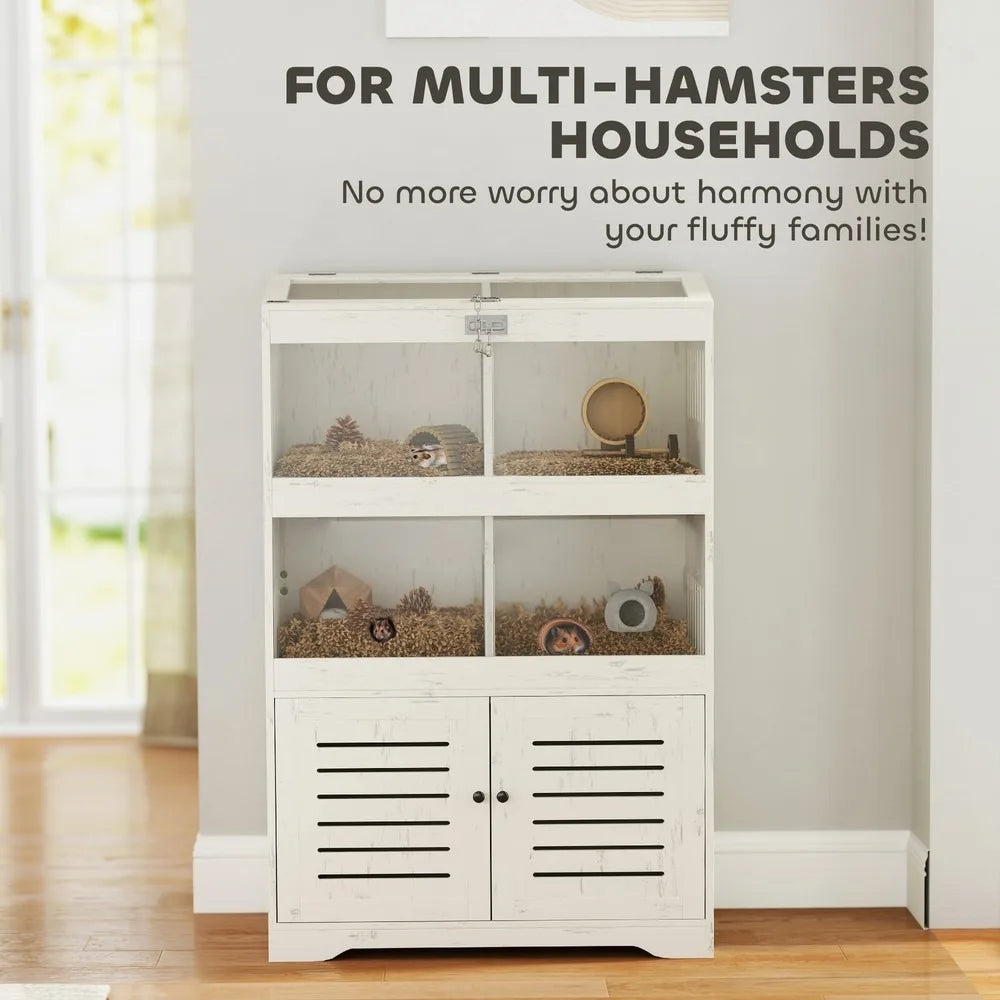 Large Hamster Cage for Multiple Small Pets with Storage Cabinet