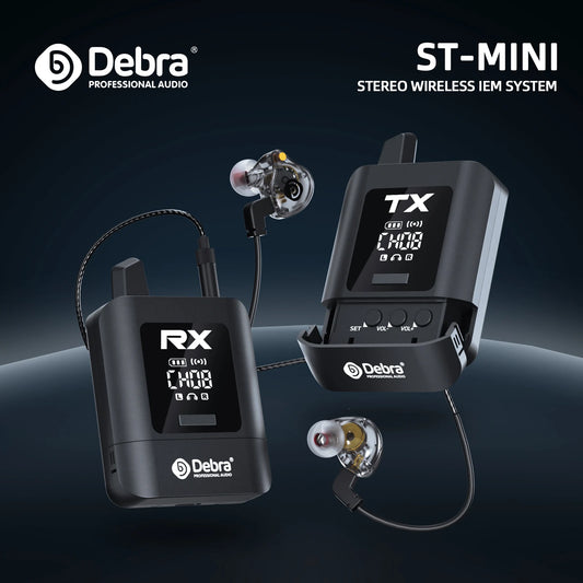 Debra New ST-MINI Stereo Wireless In-Ear Monitor System, 2.4G Digital Signal Transmission, for Live Broadcast, Stage Performance