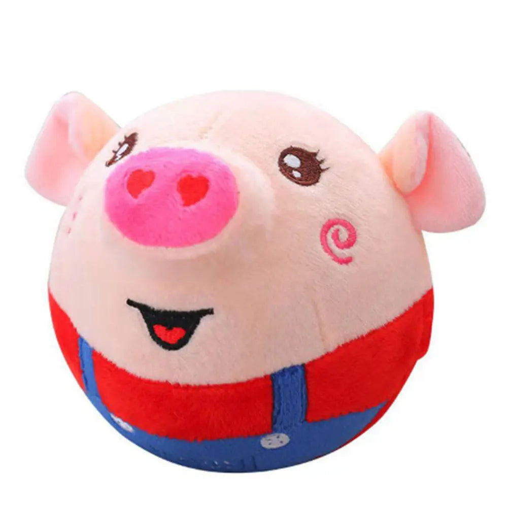 Cartoon Pig Active Moving Pet Plush Toy USB Rechargeable Interactive Dog Toys Talking Moving Dog Ball Toy