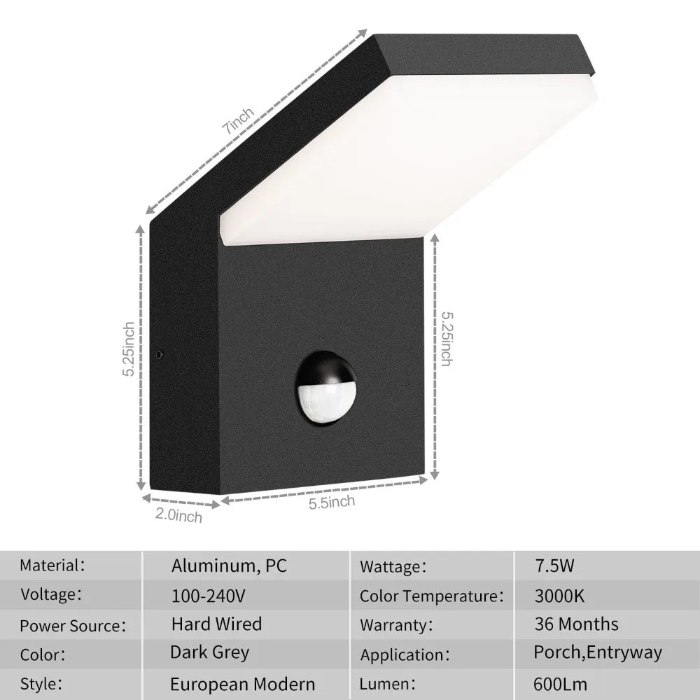 Wall Light Outdoor LED Wall Mount Lamp with Motion Sensor Lantern Fixture Wall Sconce Lighting