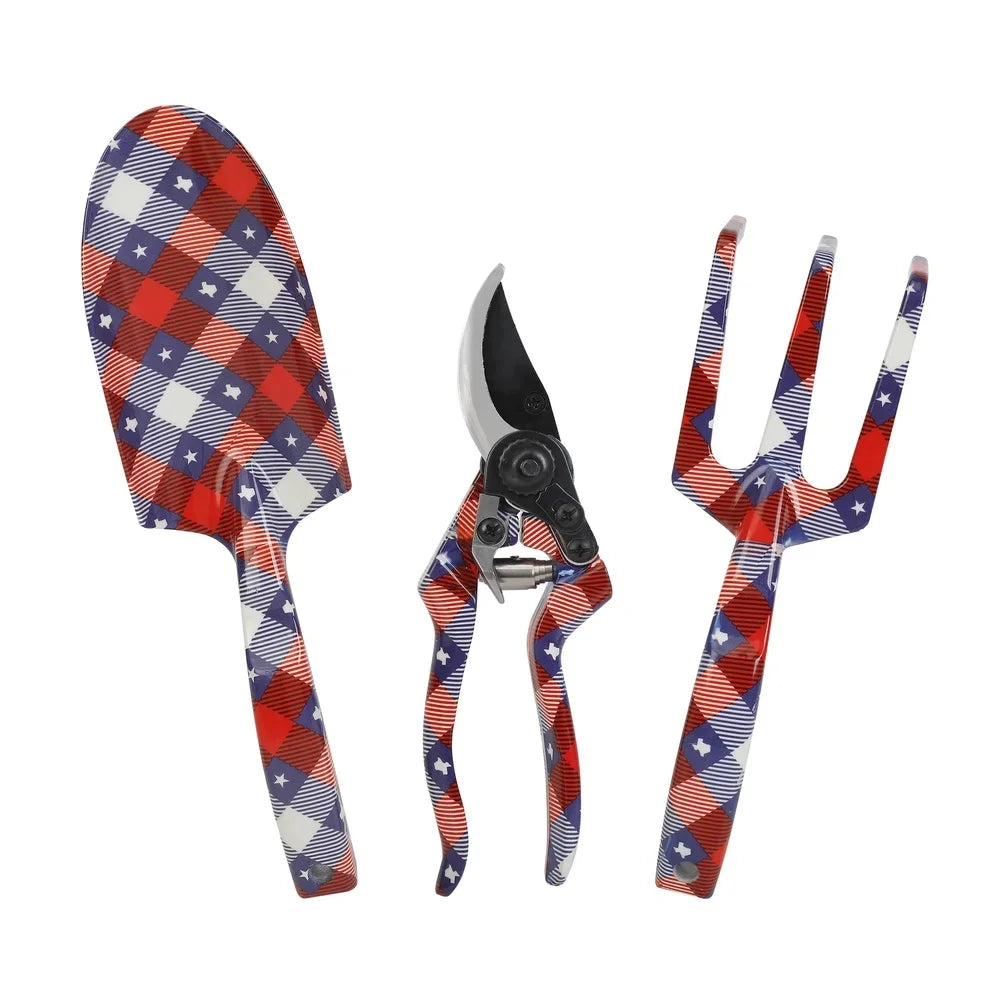 3 Piece Texas Themed Garden Tool Set Metal Hand Tools Shovel Cultivator Shears Gardening Enthusiasts