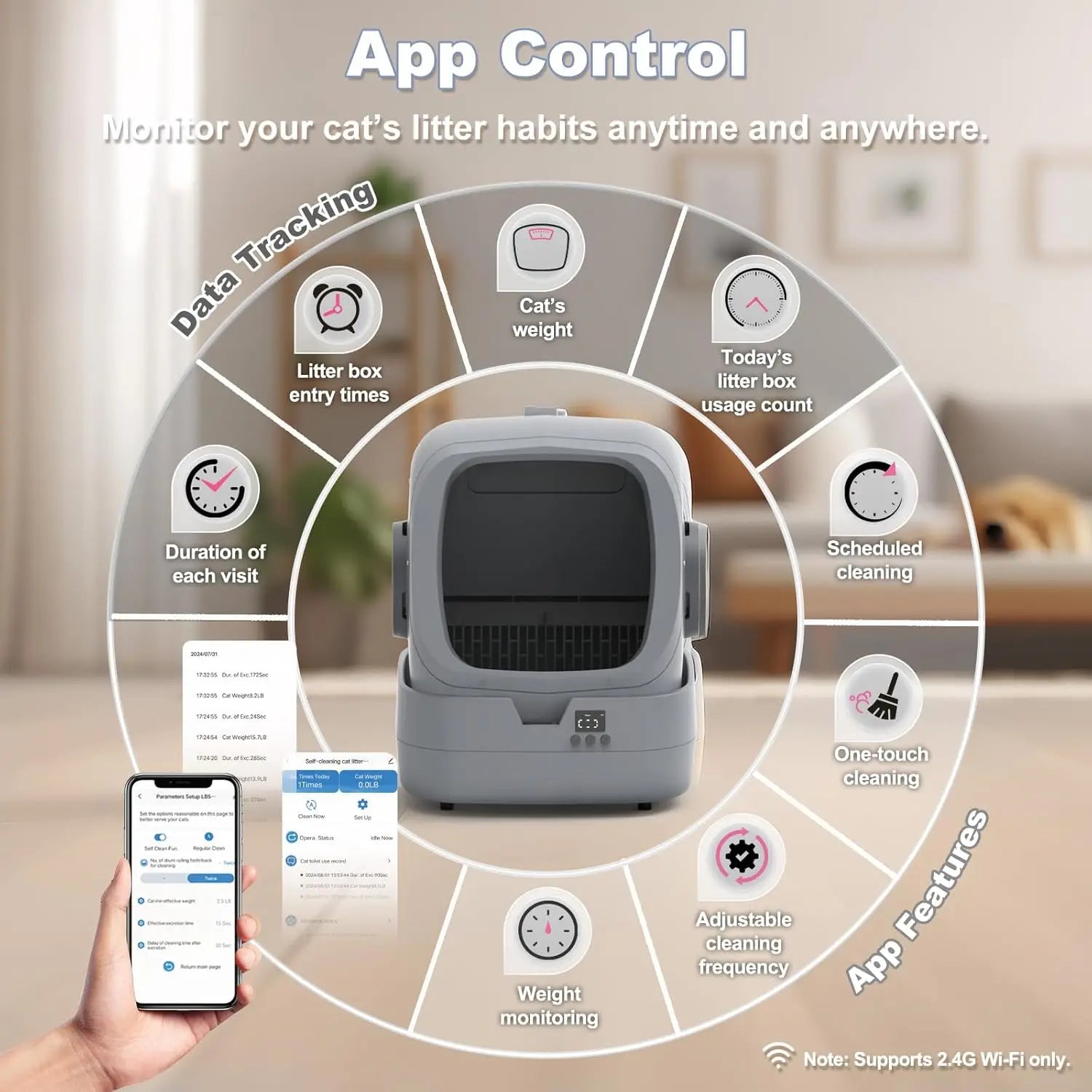 Automatic Self-Cleaning Cat Litter Box with App Control, Weight Monitoring, Ultra-Quiet for Medium Cats - Quick and EZ Shop