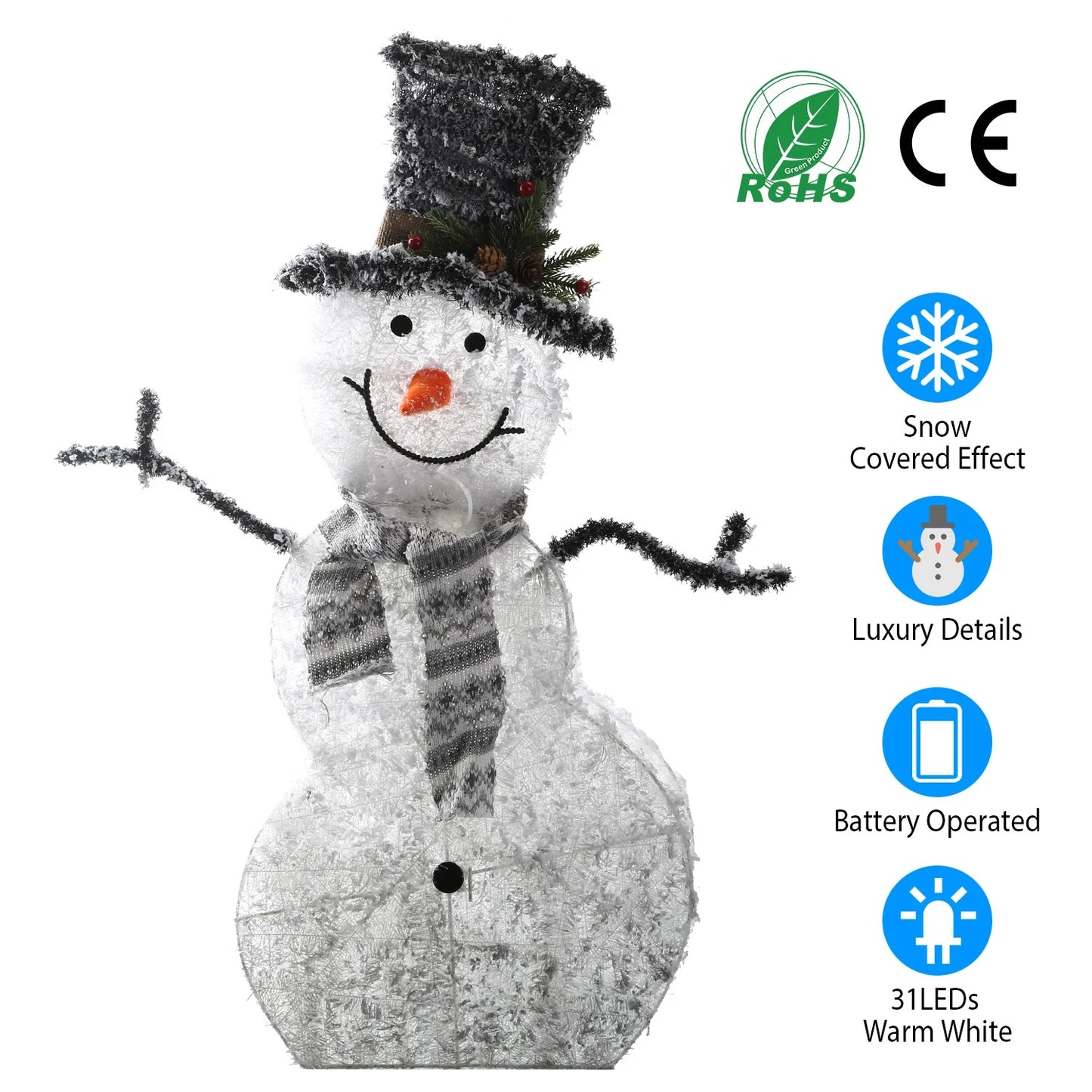 LED Christmas Snowman Decoration lighted up snowman Collapsible Battery Operated Lighted Snowman Indoor Outdoor Garden Light