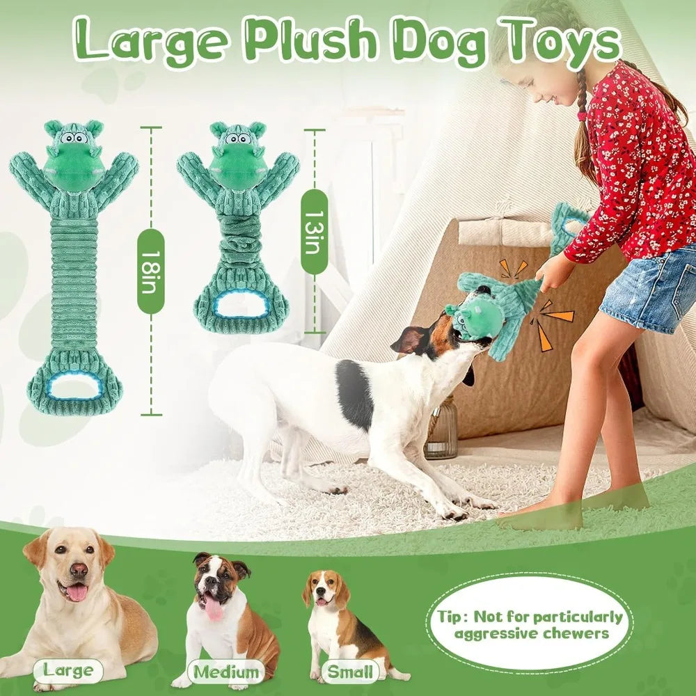 Dog Toy for Aggressive Chewers：Large Plush Dog Toys with Squeaker to Keep Them Busy