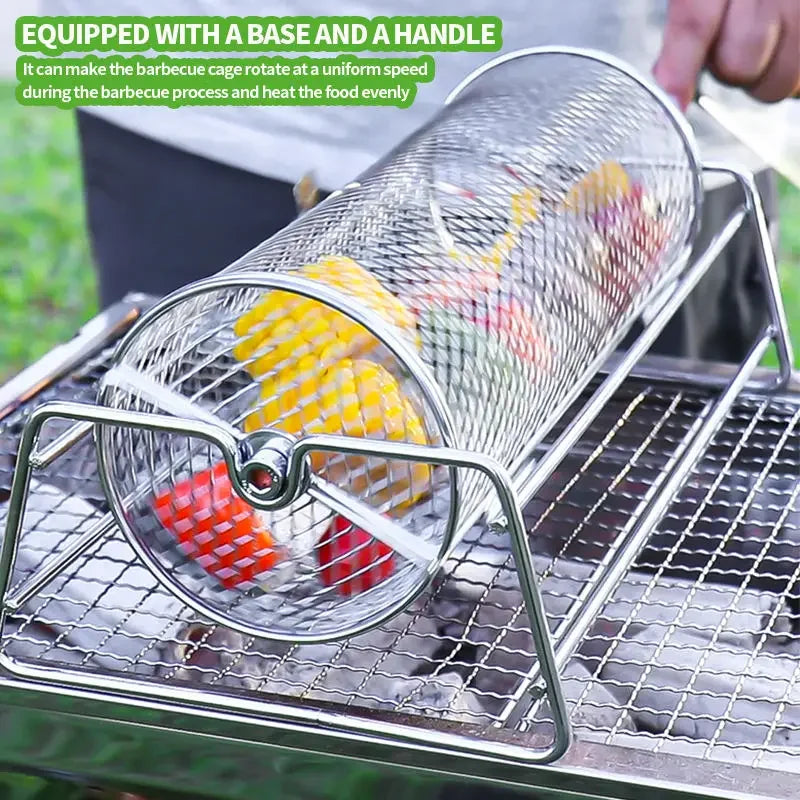 Outdoor grill, mesh grill, barbecue grill, barbecue basket, roll grill, outdoor grill
