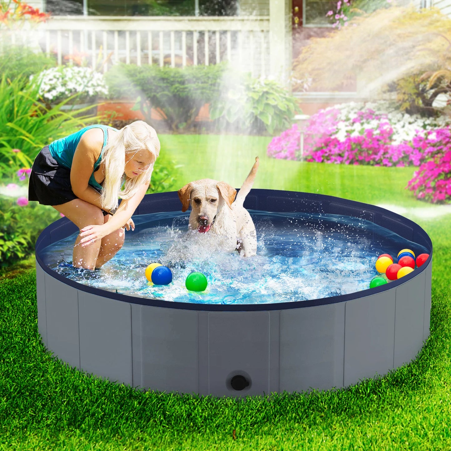 Portable Dog Pool, Foldable Pet Swimming Tub, Anti-Slip Collapsible Pet Bathtub, Hard Plastic Bath Pool for Pets Dogs and Cats - Quick and EZ Shop