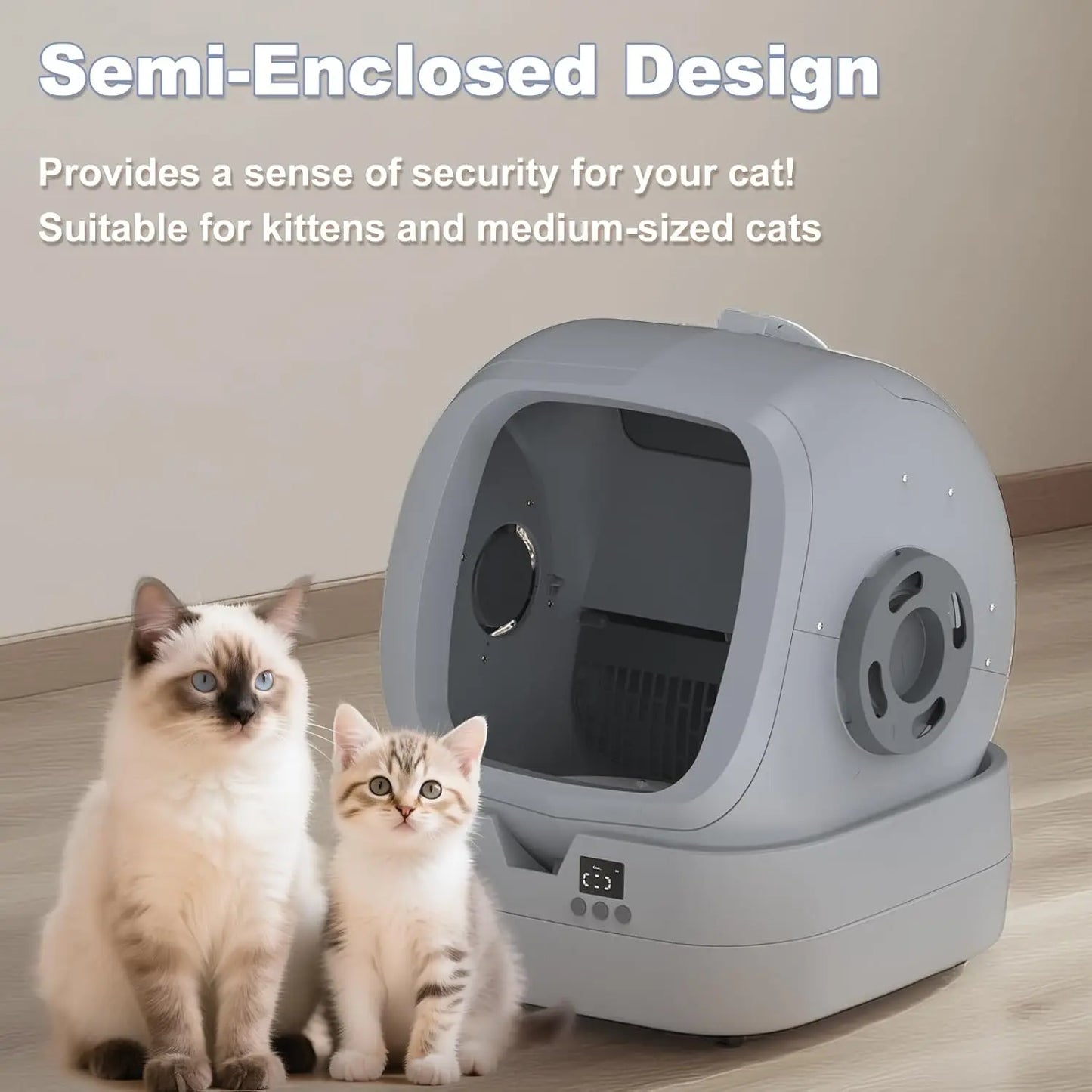 Automatic Self-Cleaning Cat Litter Box with App Control, Weight Monitoring, Ultra-Quiet for Medium Cats - Quick and EZ Shop