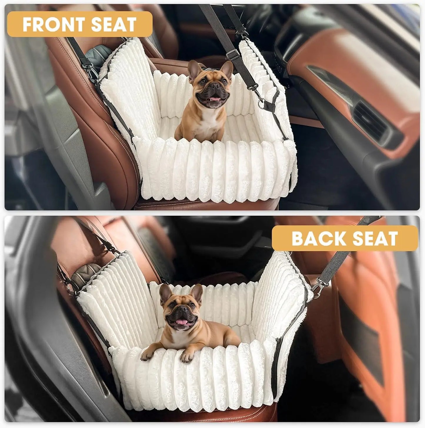6-in-1 Dog Car Seat for Small/Medium Dogs up to 25 lbs, Washable Cover, Safety Leash, Beige - Quick and EZ Shop
