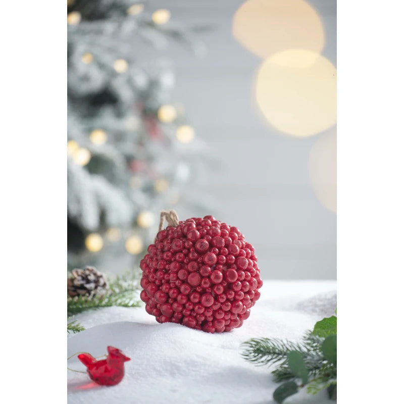 6.5x6.5 Red Berry Ball Ornament, Decorative Hanging Ball Christmas Tree Ornaments for Holiday Party Decorations, Set of 3