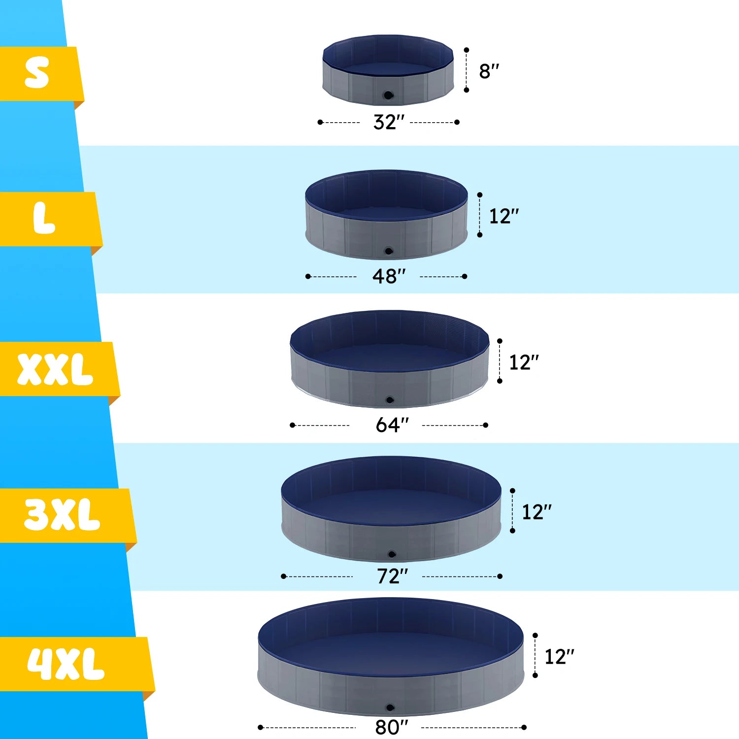 Portable Dog Pool, Foldable Pet Swimming Tub, Anti-Slip Collapsible Pet Bathtub, Hard Plastic Bath Pool for Pets Dogs and Cats - Quick and EZ Shop