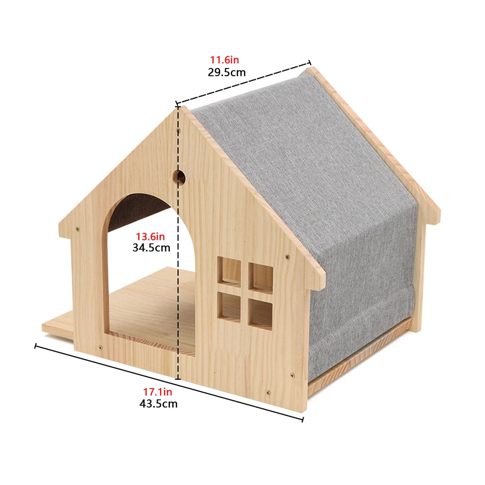 Wall Mounted Cat Tree Wooden Shelves Scratching Posts Climbing Cat Perches Hammock with Steps and Ladder Pet Wooden Furniture