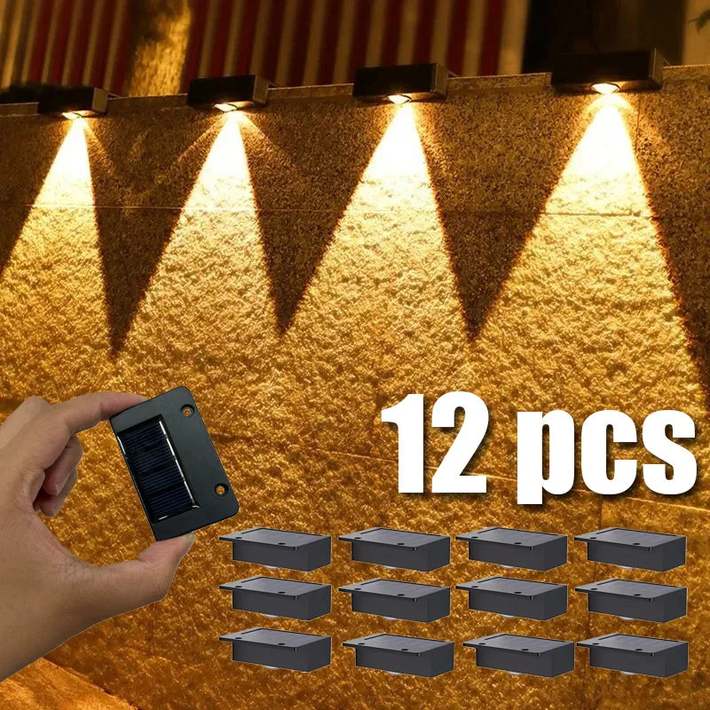 LED Solar Step Lamp Outdoor Path Stair Garden Lights Waterproof Balcony Deck Light Decoration Patio Stair Fence Light 1~12pcs