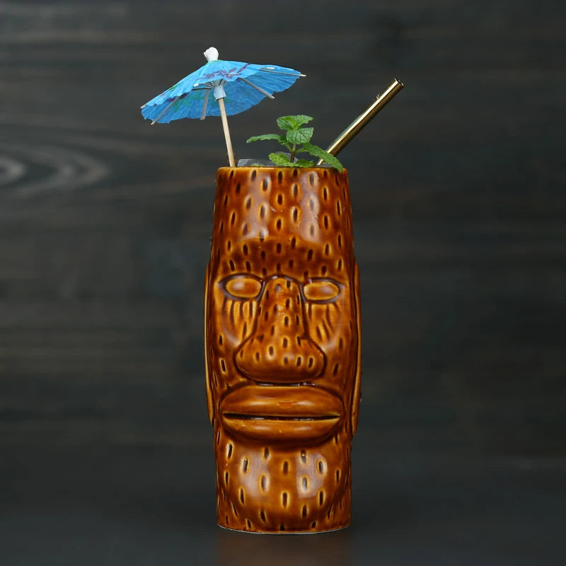 500ml Hawaii Tiki Mugs Cocktail Cup Beer Beverage Mug Wine Mug Ceramic Easter Islander Tiki Mugs Barware