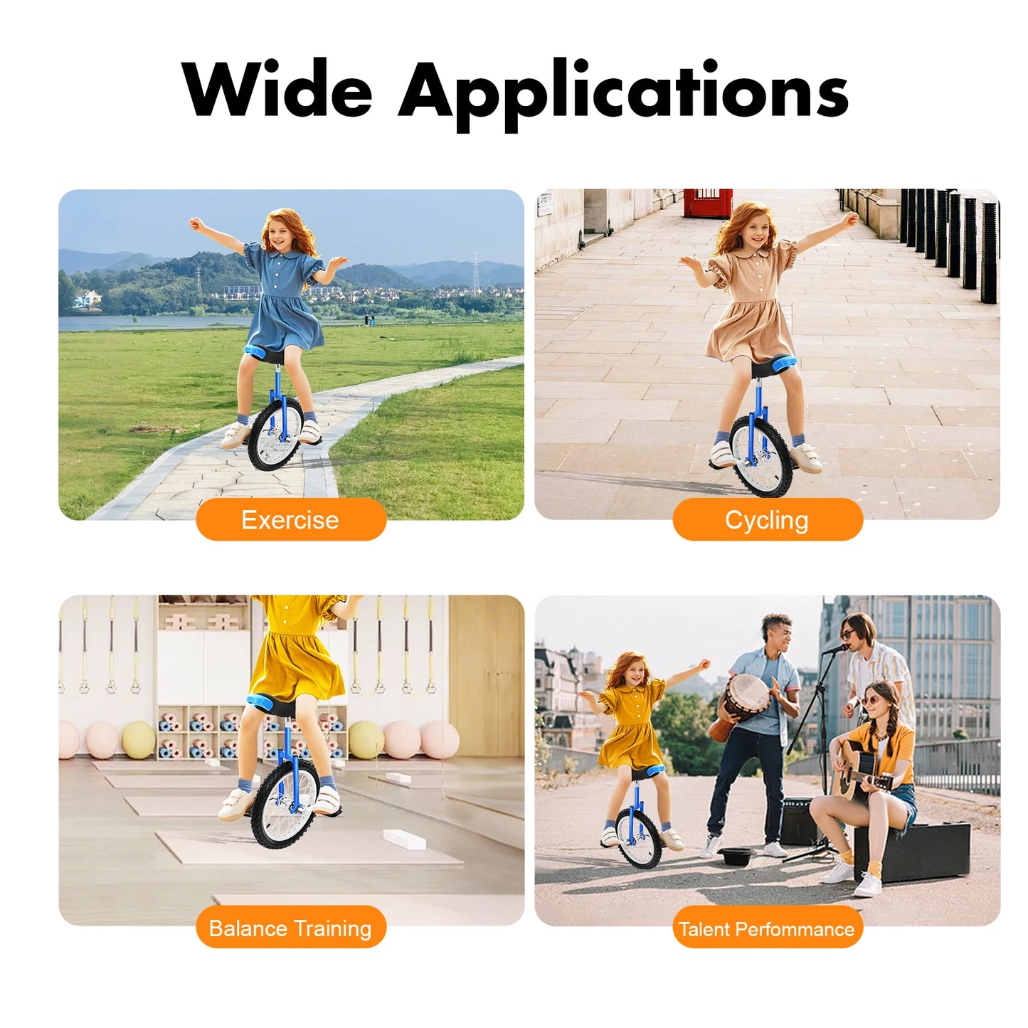 Outdoor Wheel Unicycle, Height Adjustable Unicycle for Children and Adults, Outdoor Sport, One Wheel Bike, Balance Exercise Bike