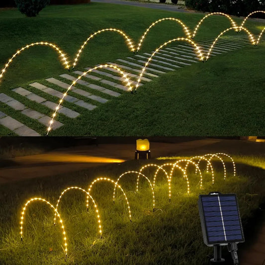 Solar Pathway Lights Outdoor Waterproof String Light Outdoor 5 in 1 120 LED Solar Garden Light with 8 Modes Christmas Lights fo