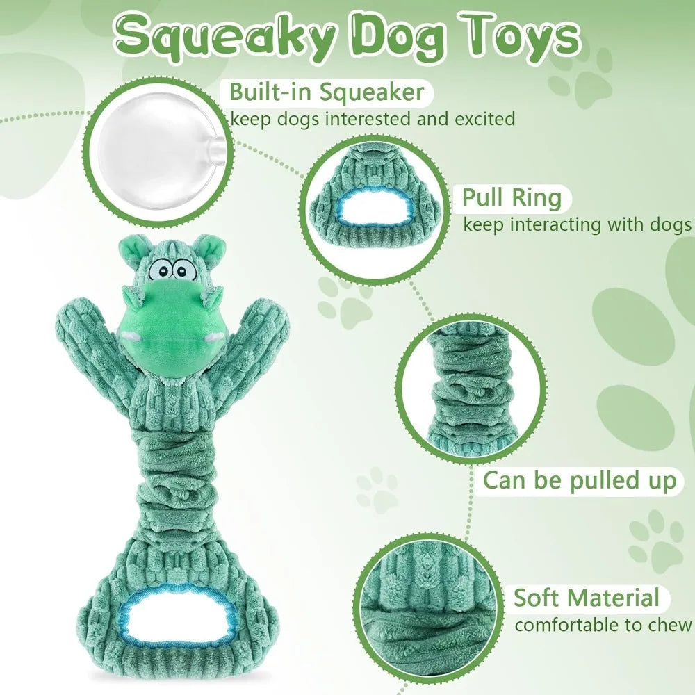 Dog Toy for Aggressive Chewers：Large Plush Dog Toys with Squeaker to Keep Them Busy