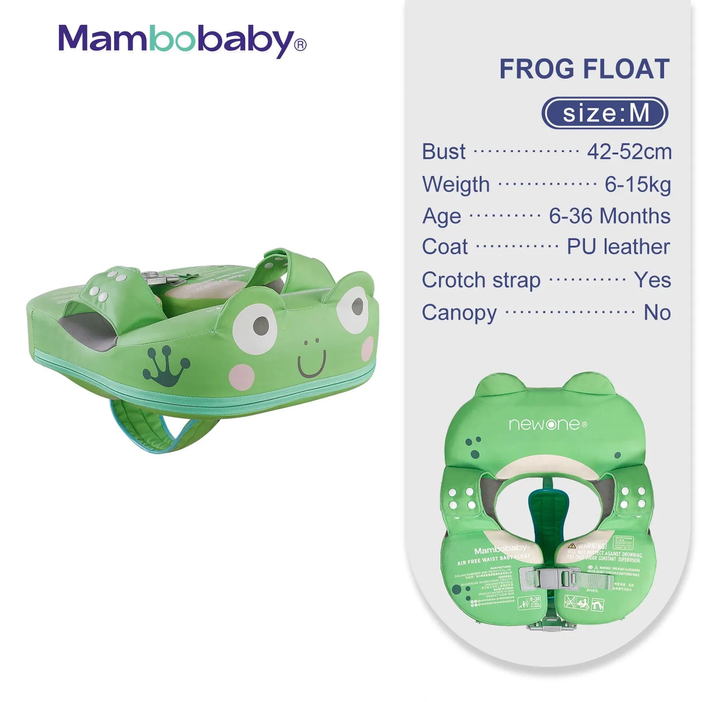 Baby Float With Crotch Strap & Inflation-free Solid Core Mambobaby Kid Swimming Ring Have Sunshade 0-7 Yeas Old Swim Pool Tube