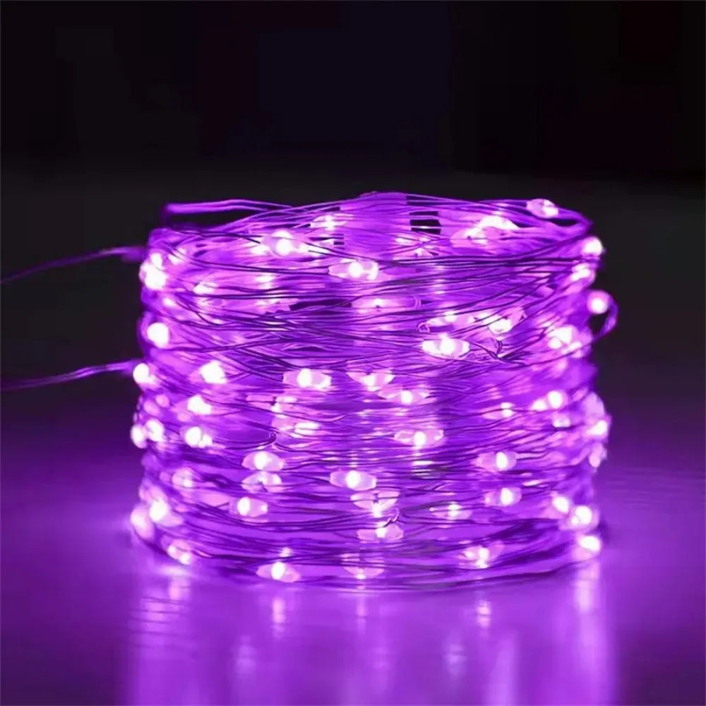 1pc 50/100/200/300LED Solar Fairy Lights Outdoor, 8 Modes Copper Wire LED Light String,Holiday,Party,Garden Decoration Light