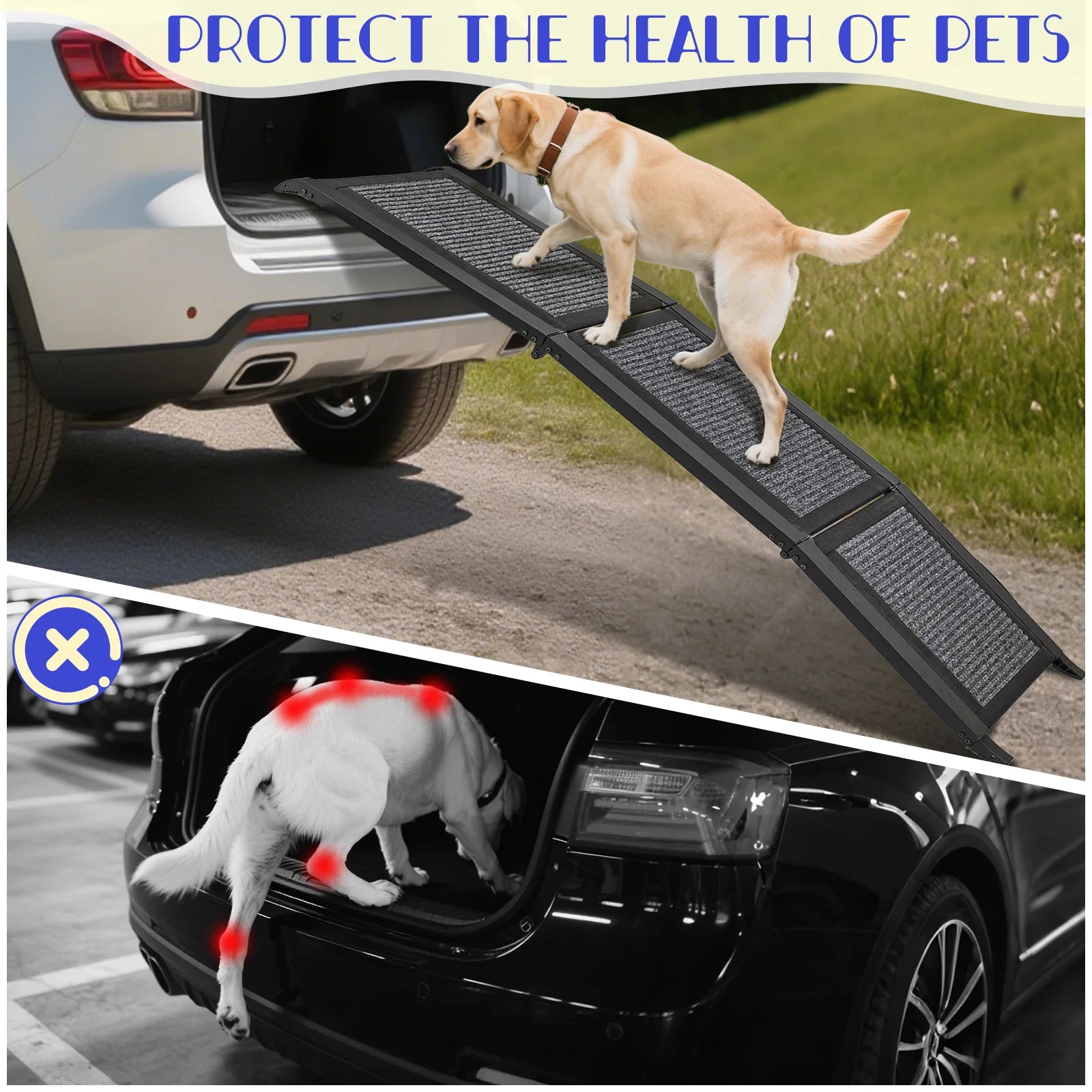 Folding Dog Ramp For Car, Pet Ramps For Large Dogs With Non-Slip Rug Surface Portable Dog Car Ramp For SUV Car & Truck, Outdoor - Quick and EZ Shop