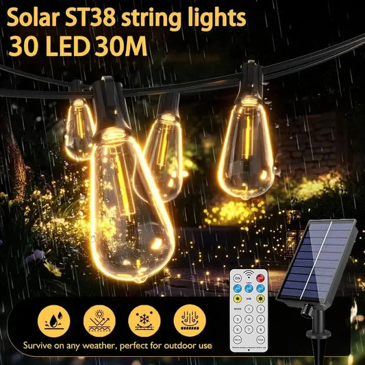 Solar String Lights 30 LED Fairy Lights Auto Dusk to Dawn Operation Shatterproof Waterproof Outdoor for Garden Wedding Christmas - Quick and EZ Shop