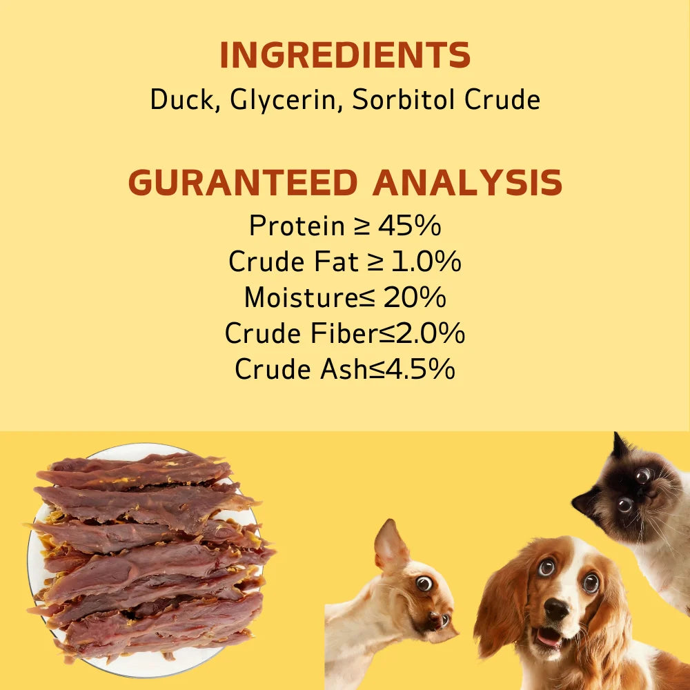 200g/400g (7.05oz/14.1oz) Duck Jerky Dog Treats For Small, Medium, Large Dog, Made With Real Pure Duck - Healthy