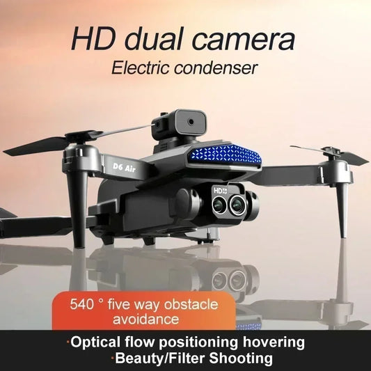 New D6 8K Drone Professional HD Dual Camera Optical Flow Localization Obstacle Avoidance WIFI FPV RC Foldable Quadcopter Toys
