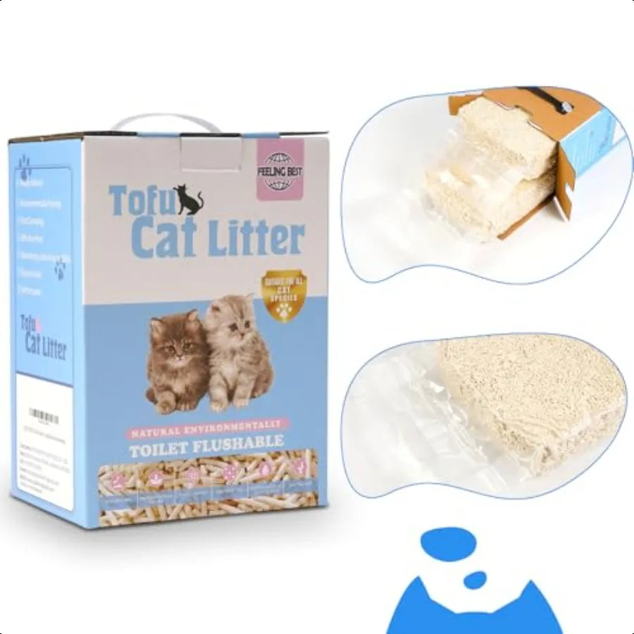 Tofu Cat Litter 11.2LB 5.6lb×2bag Clumping 100 Natrual Raw Materials Clumping Flushable Ultra Absorbent and Fast Drying Solubil