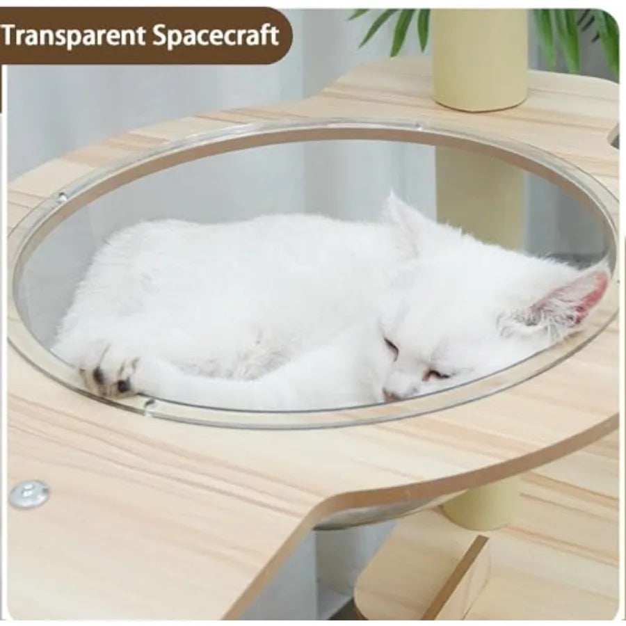 65-Inch Multi-Purpose Wooden Cat Tree Tower with Condo Design Featuring 13 Scratch Posts Padded Platform Bed Interactive Toy Ba - Quick and EZ Shop