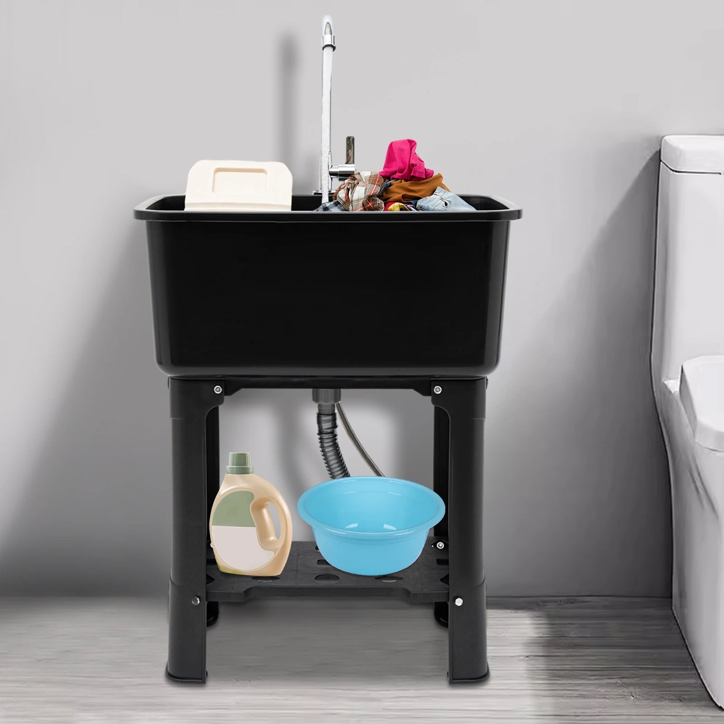 Utility Sink Laundry Tub Plastic Freestanding Washing Room Basement Garage Utility Sink Utility Sink Laundry Faucet Washboard