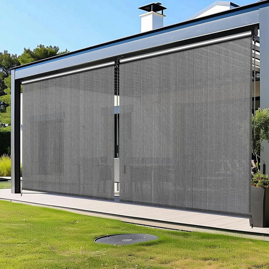 Outdoor Exterior Roller Shade, Cordless Roller Shade with 90% UV Protection, Roll Up Blinds, No Valance (240cm W x 240/180cm L)