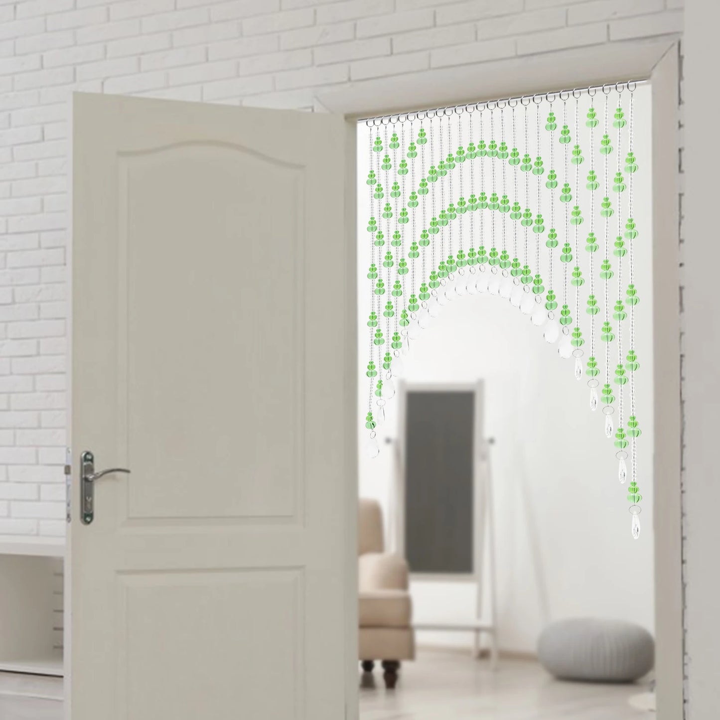 25 Strings Beaded Curtain Hanging Door Beads Curtain Room Bead Partition Curtain Blue/Clear/Amber/Green